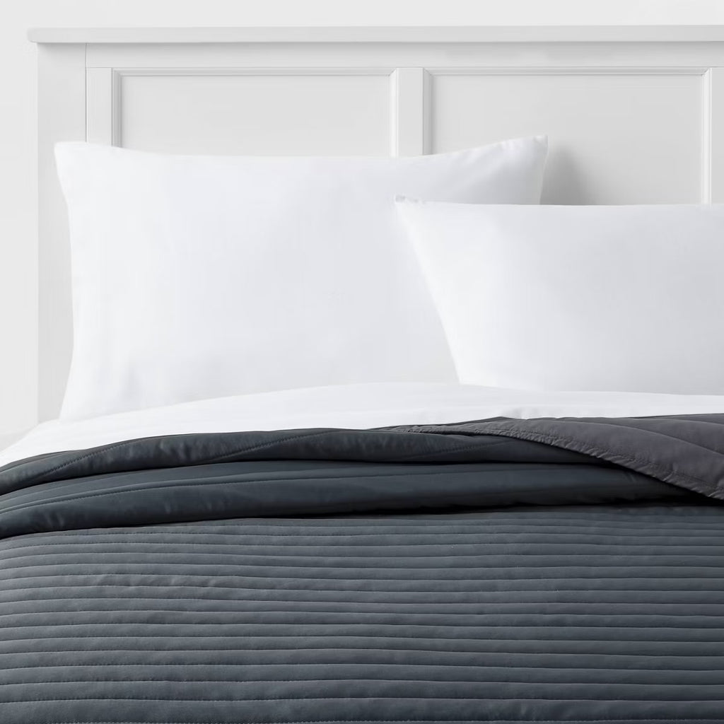 Twin/Twin Extra Long Satin Quilt Dark Gray - Room Essentials
