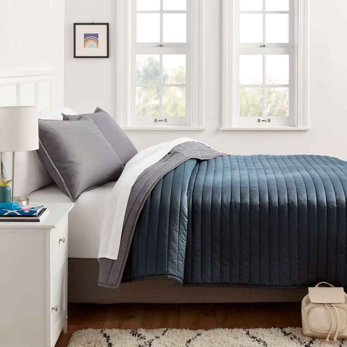 Twin/Twin Extra Long Satin Quilt Dark Gray - Room Essentials