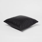 Square Faux Leather Channel Stitch Decorative Throw Pillow Black - Threshold