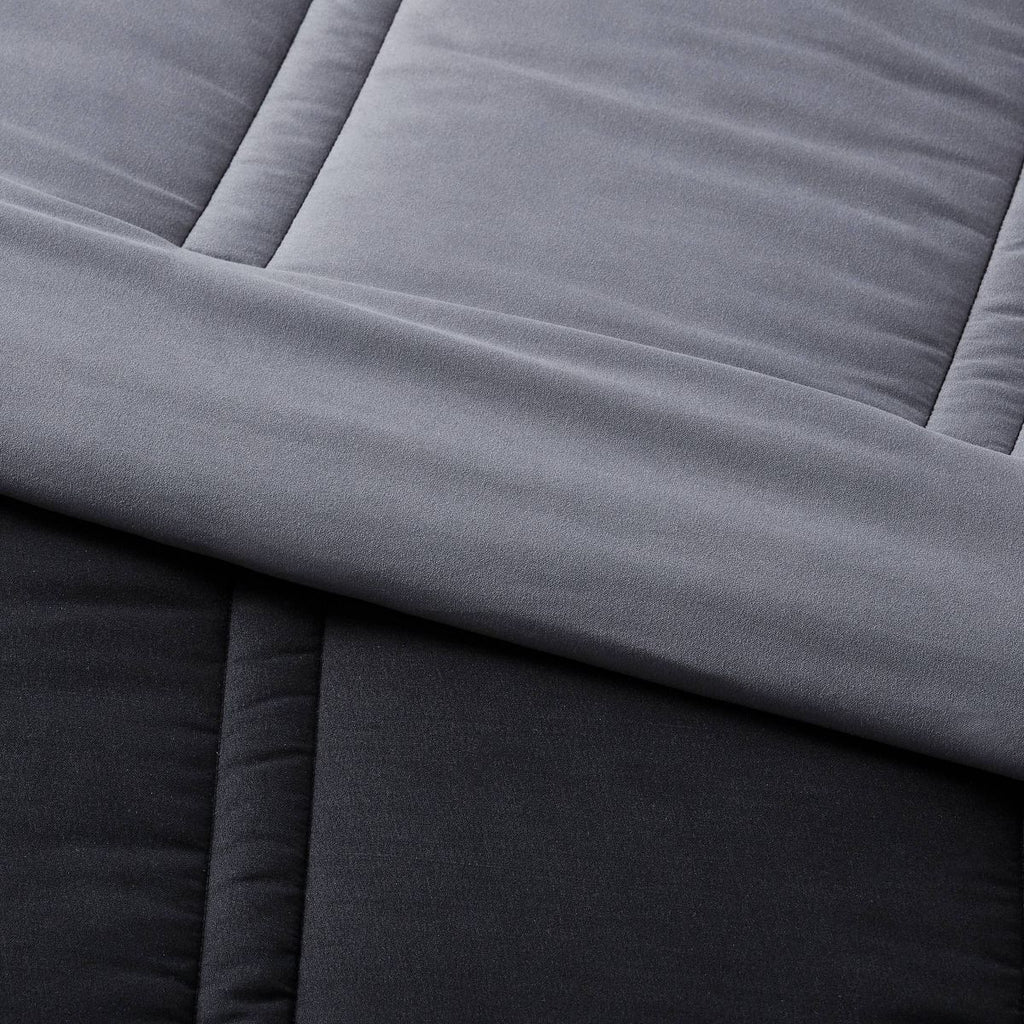 Full/Queen Lofty Microfiber Comforter Black - Room Essentials