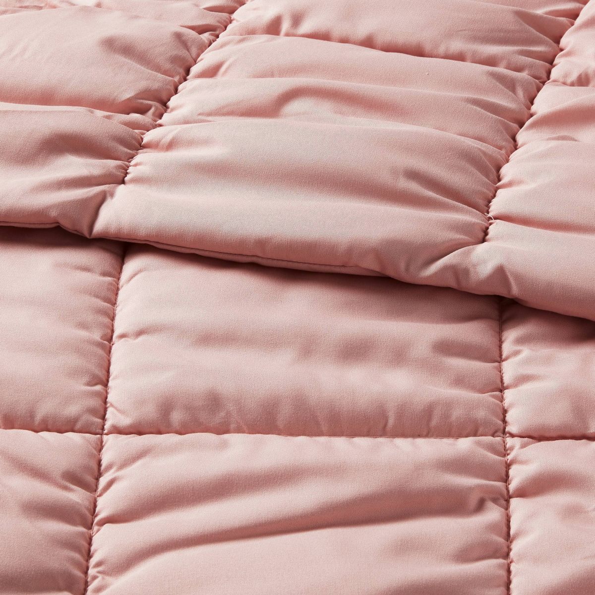 Twin/Twin Extra Long Box Stitch Puffer Comforter Pink - Room Essentials