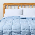 Twin/Twin Extra Long Box Stitch Puffer Comforter Light Blue - Room Essentials