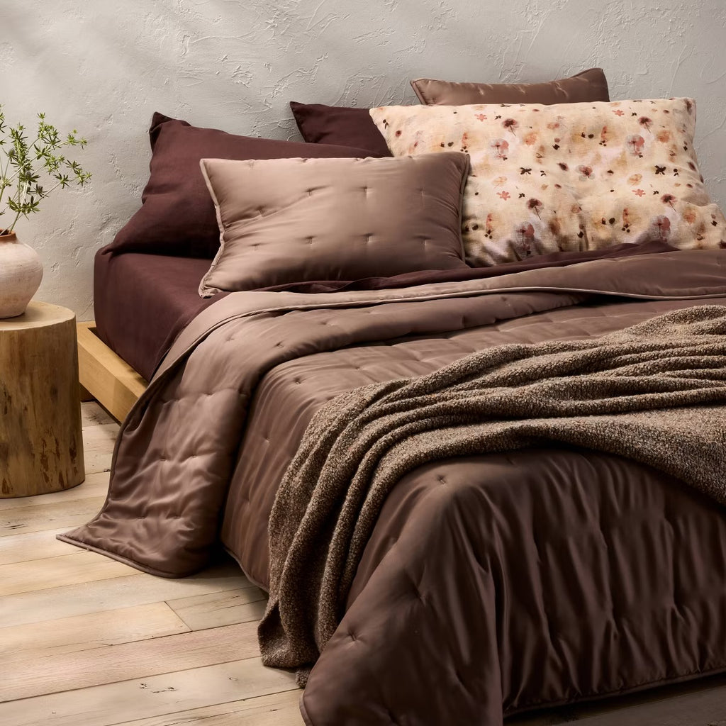 King Euro Heavyweight Linen Blend Throw Decorative Pillow Pressed Floral Print - Casaluna