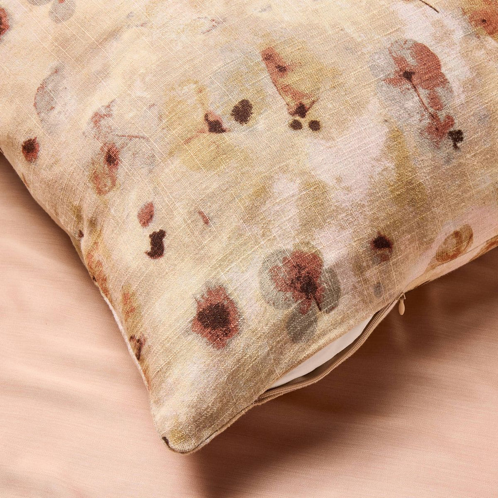 King Euro Heavyweight Linen Blend Throw Decorative Pillow Pressed Floral Print - Casaluna