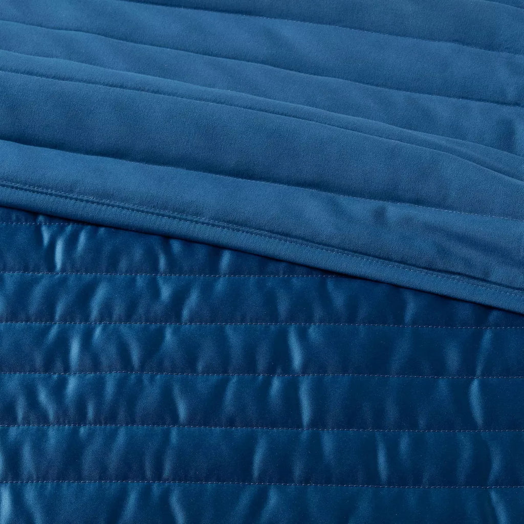 Twin/Twin Extra Long Satin Quilt Dark Blue - Room Essentials