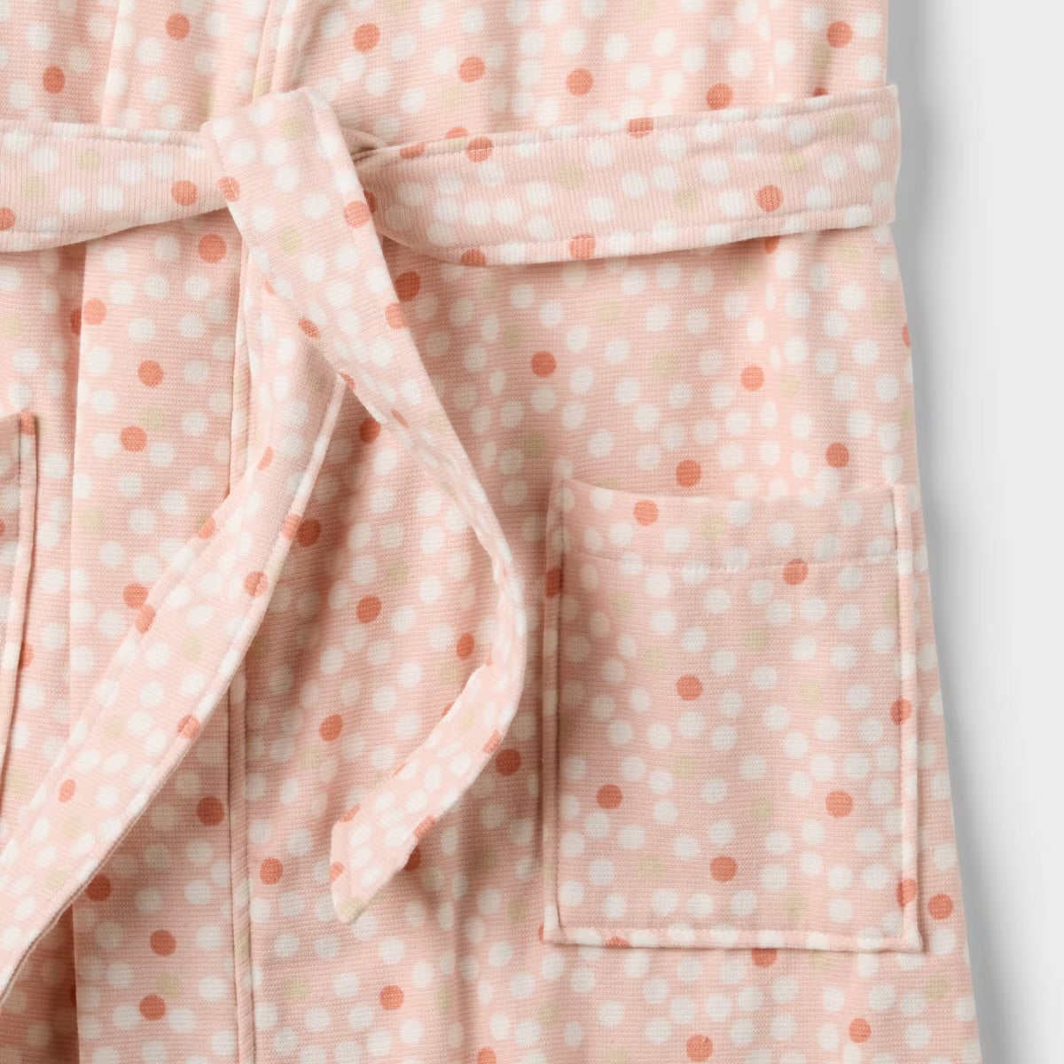 S/M Dotted Bath Robe With Kimono Collar Pink - Room Essentials