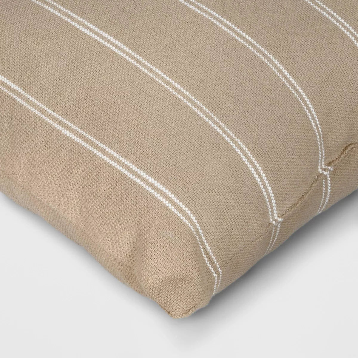 2pk Square Cotton Woven Stripe Throw Pillows Neutral/Ivory - Threshold