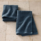 2pk Organic Hand Towel Dark Mineral Blue - Casaluna