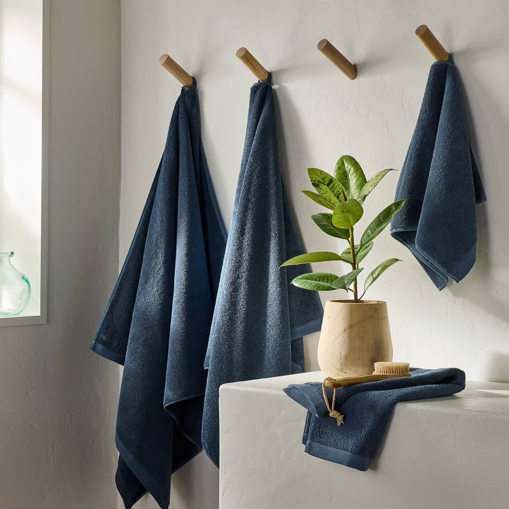 2pk Organic Hand Towel Dark Mineral Blue - Casaluna