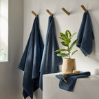2pk Organic Hand Towel Dark Mineral Blue - Casaluna