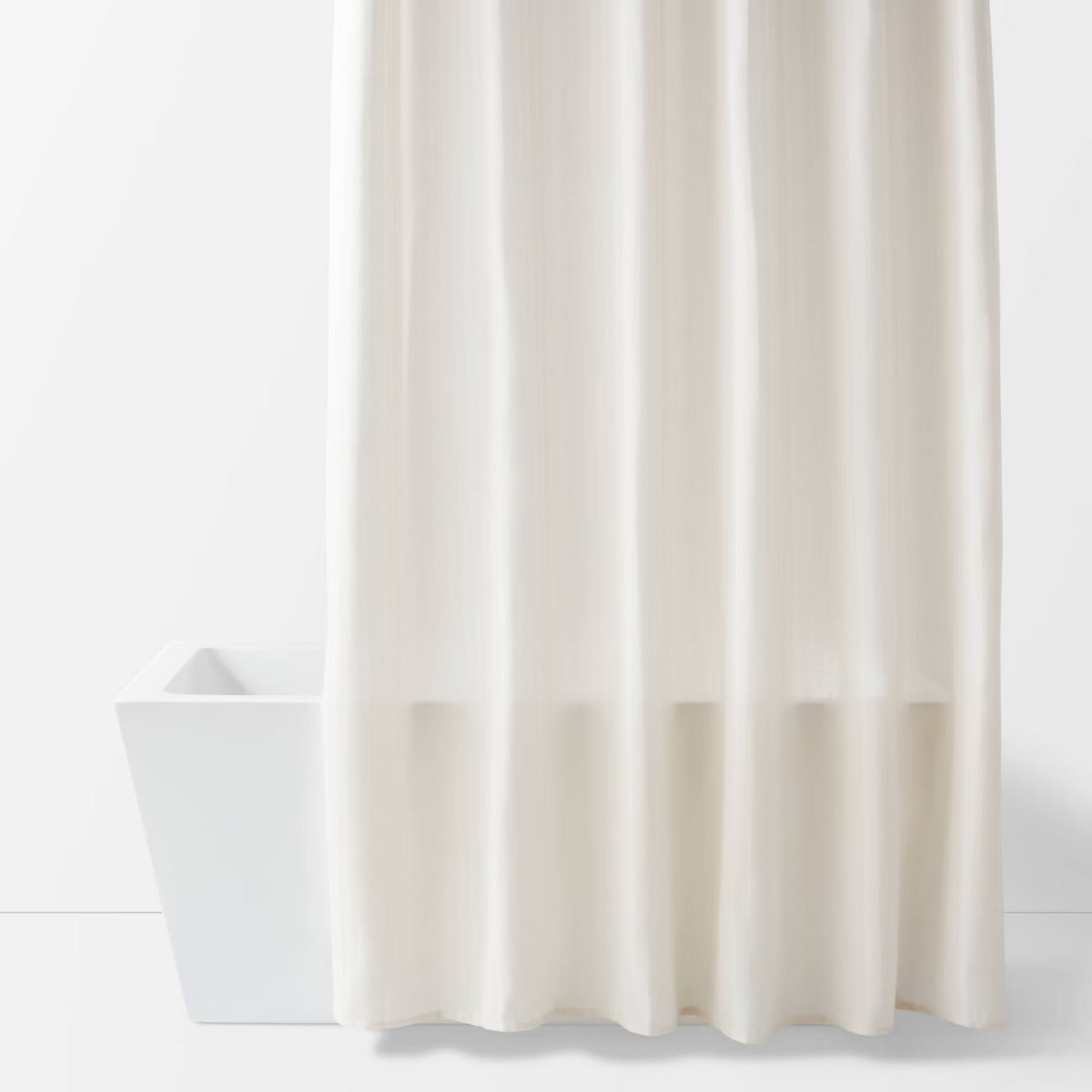 72"x84" Extra Long Herringbone Fabric Shower Curtain White - Room Essentials