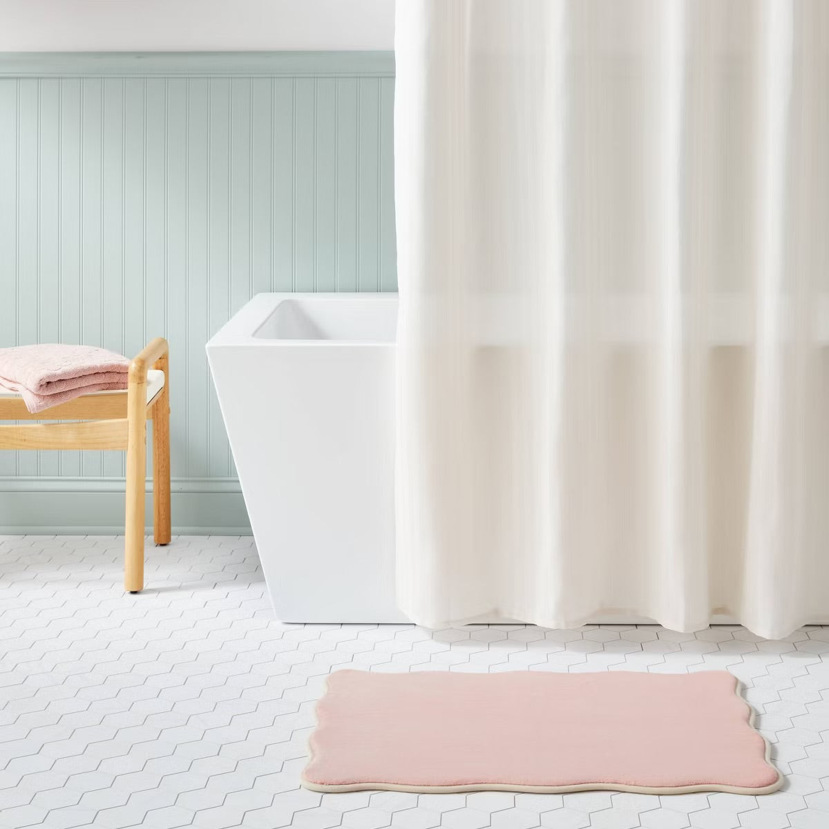 72"x84" Extra Long Herringbone Fabric Shower Curtain White - Room Essentials