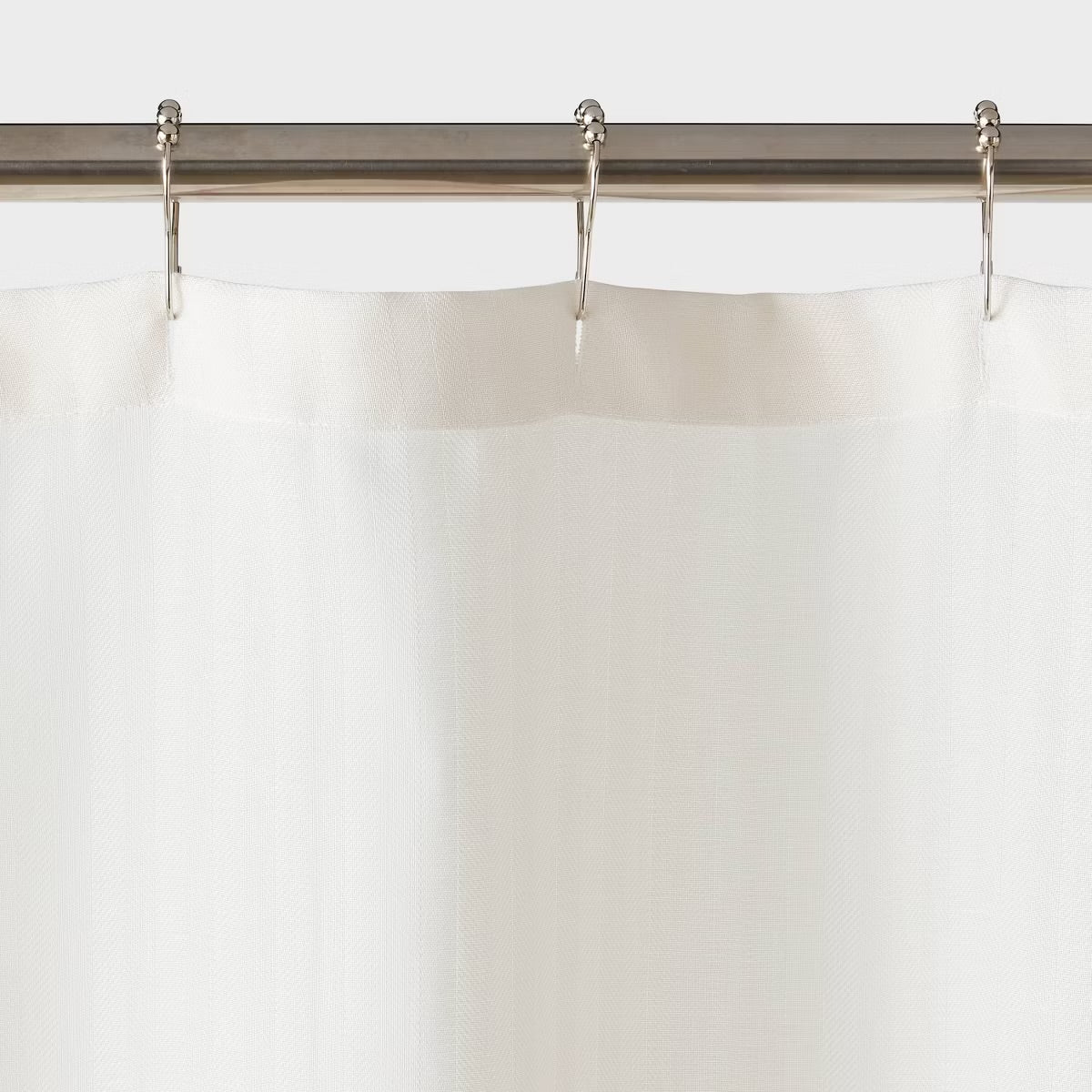 72"x84" Extra Long Herringbone Fabric Shower Curtain White - Room Essentials