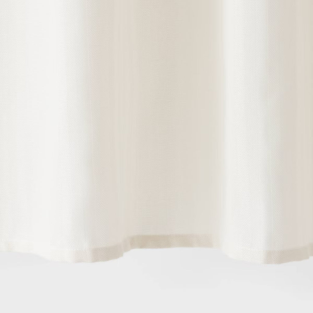 72"x84" Extra Long Herringbone Fabric Shower Curtain White - Room Essentials
