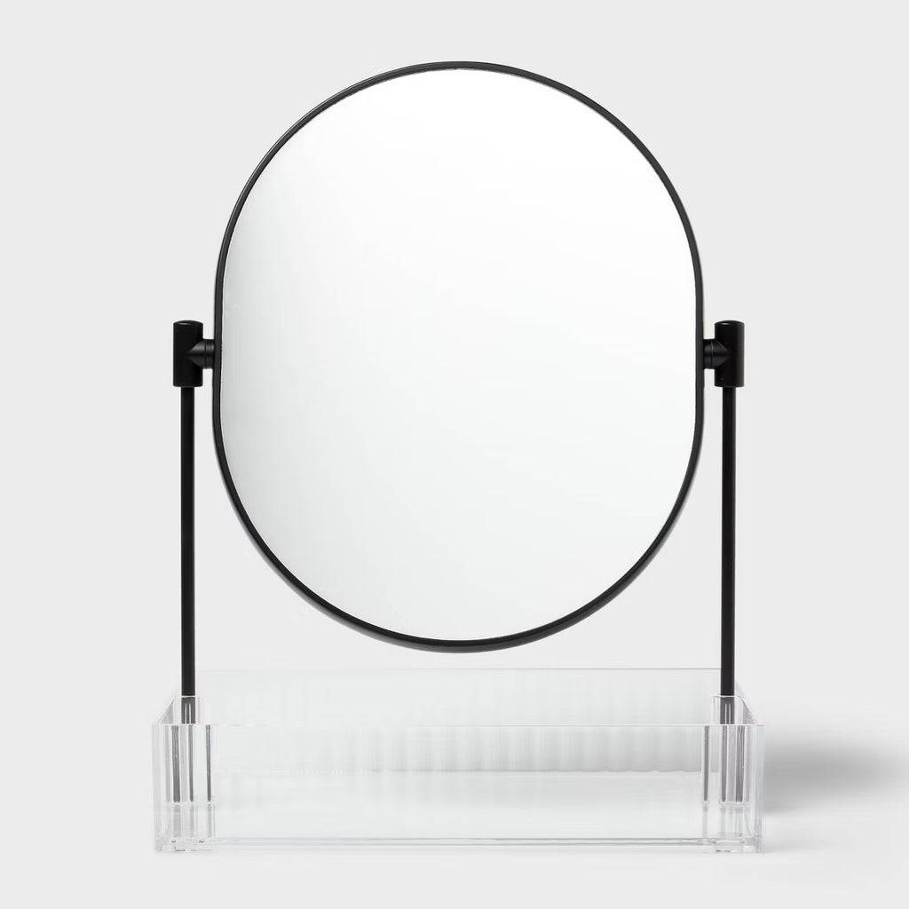 Clear Ribbed Acrylic Tray with Black Mirror - Threshold