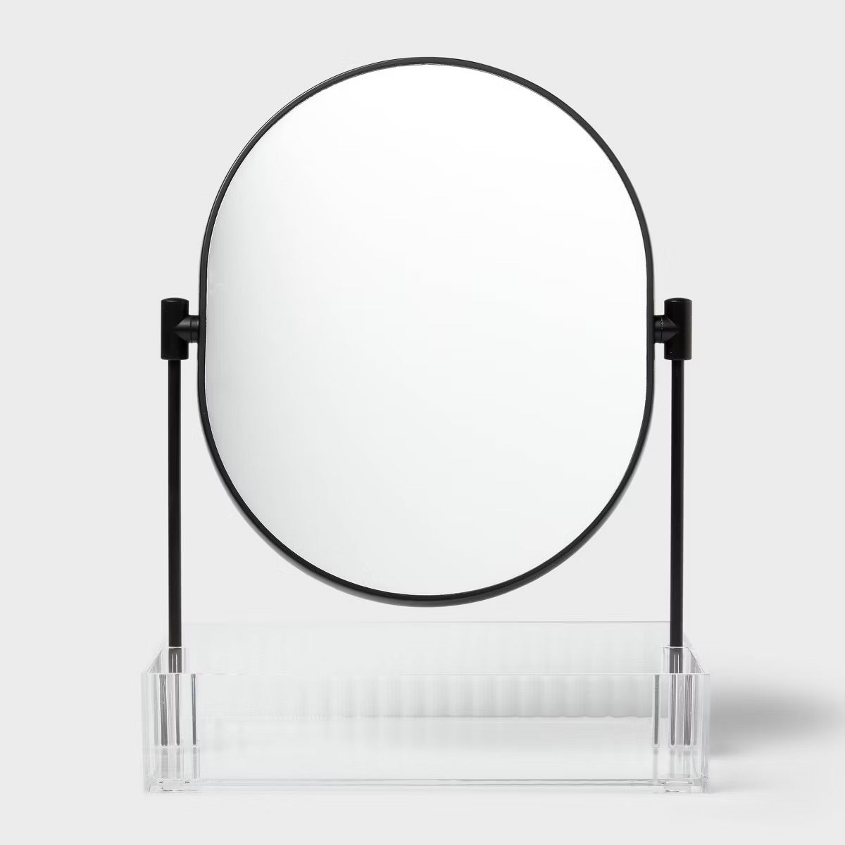 Clear Ribbed Acrylic Tray with Black Mirror - Threshold