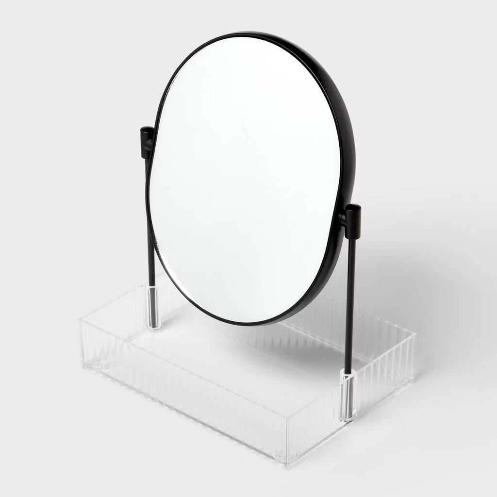 Clear Ribbed Acrylic Tray with Black Mirror - Threshold