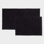 2pc 17"x24" and 20"x34" Textured Cotton Bath Rug Set Black - Threshold