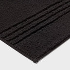2pc 17"x24" and 20"x34" Textured Cotton Bath Rug Set Black - Threshold