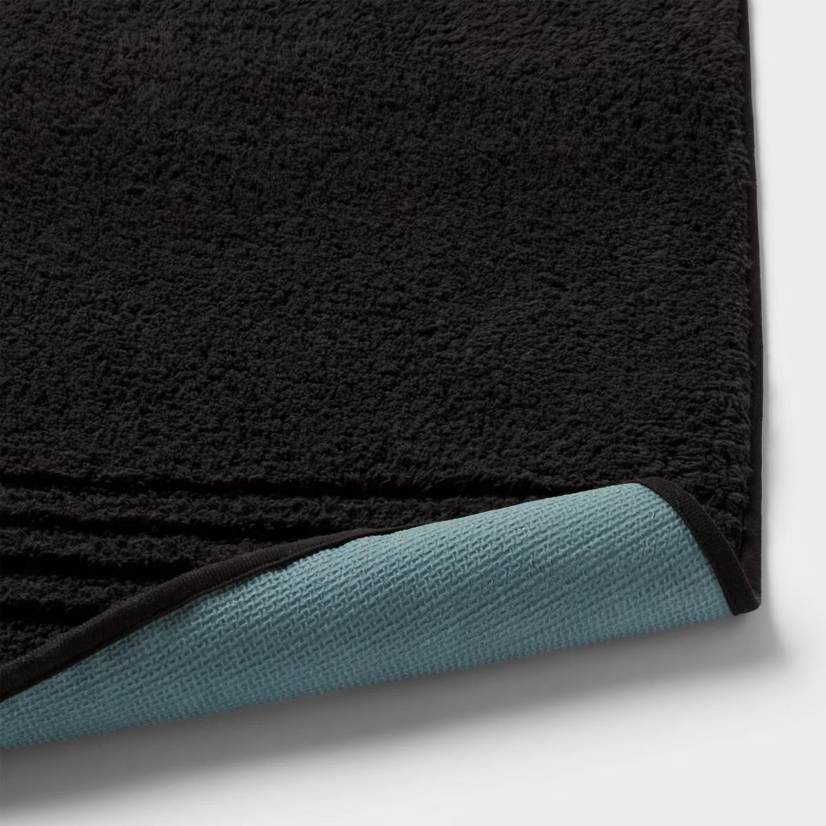2pc 17"x24" and 20"x34" Textured Cotton Bath Rug Set Black - Threshold