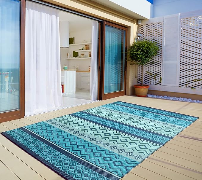 8 x 10 Fiesta Rug - Blue Stripe