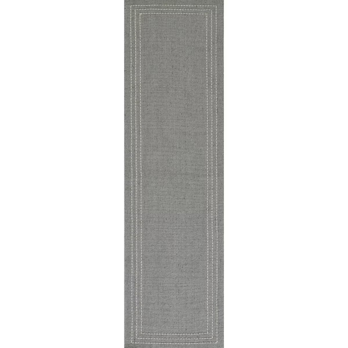 2'3"x8' Oliver Striped Border Handloomed Runner Rug Light Blue