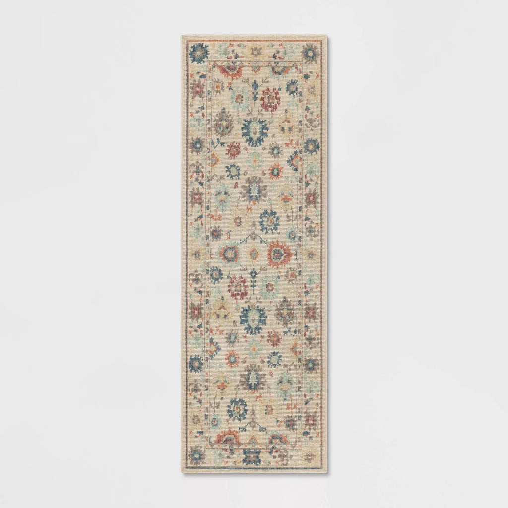 28"x84" Floral Persian Runner Rug Ivory - Threshold