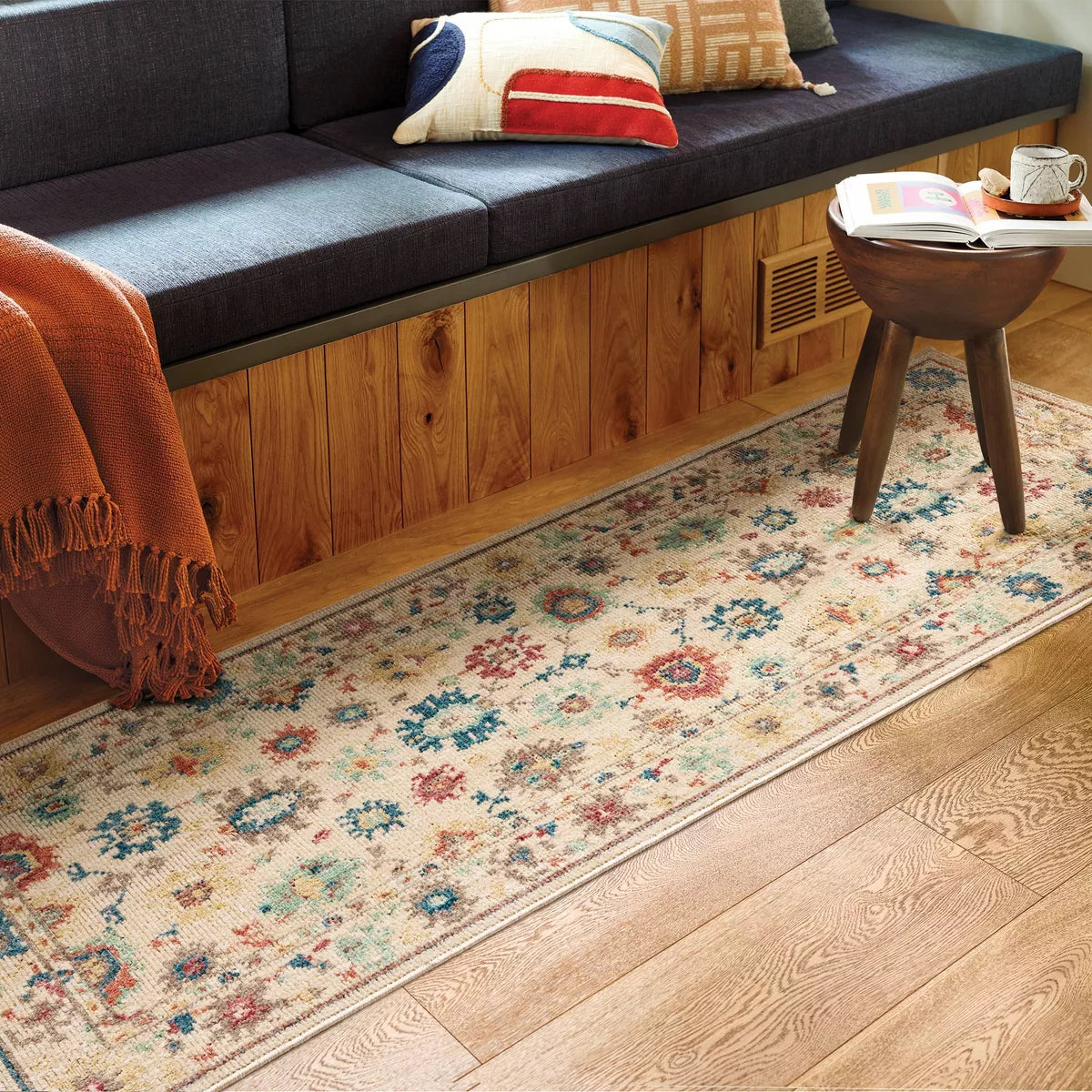 28"x84" Floral Persian Runner Rug Ivory - Threshold