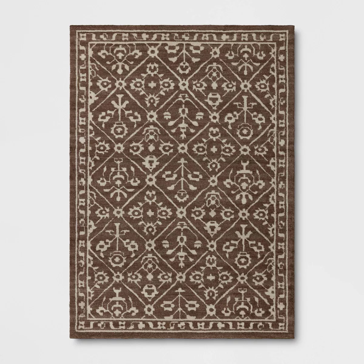 5'x7' Tile Knitted Area Rug Dark Brown - Threshold