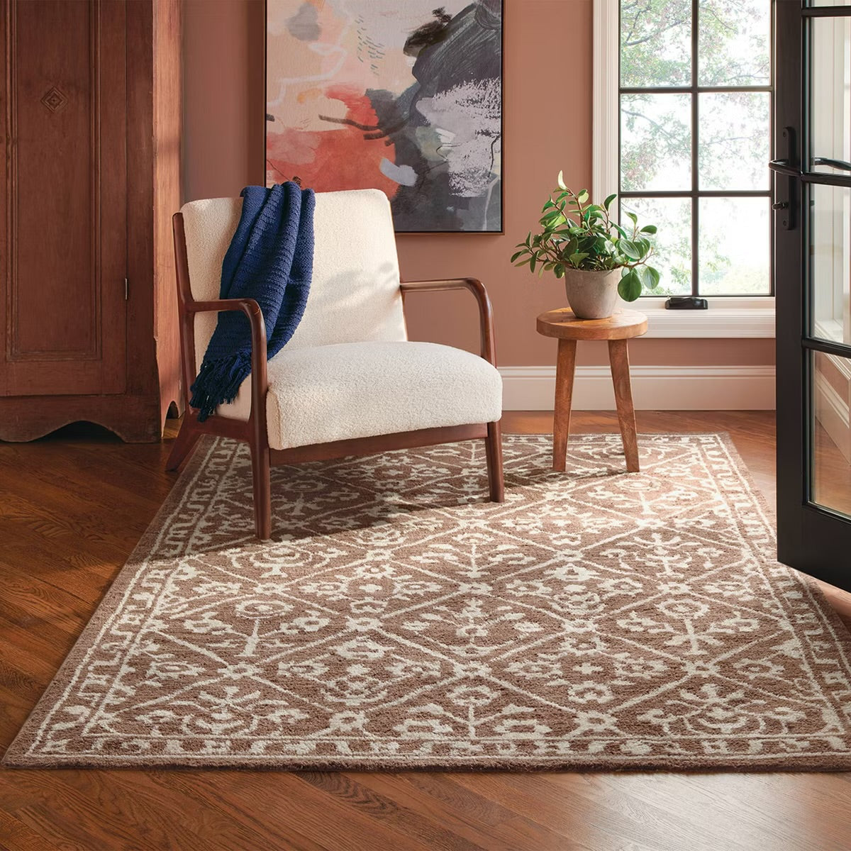 5'x7' Tile Knitted Area Rug Dark Brown - Threshold