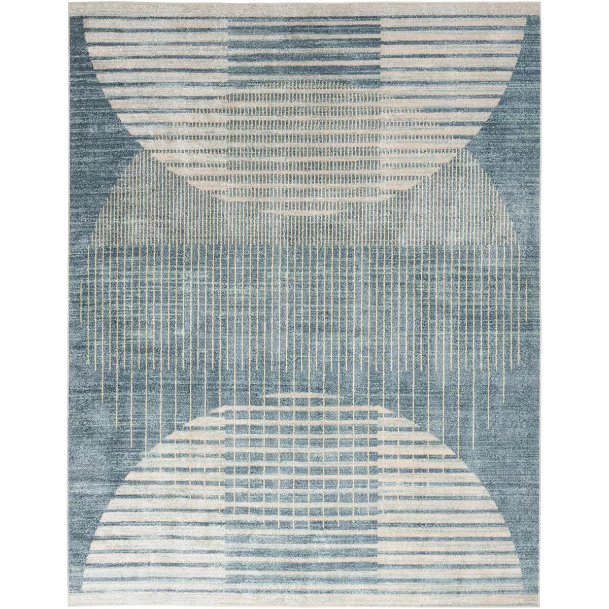 6'7" x 9' Blue Mid-Century Modern Indoor Flatweave Rug