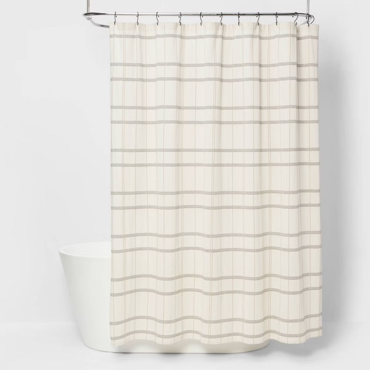 Woven Modern Plaid Shower Curtain Ivory - Threshold