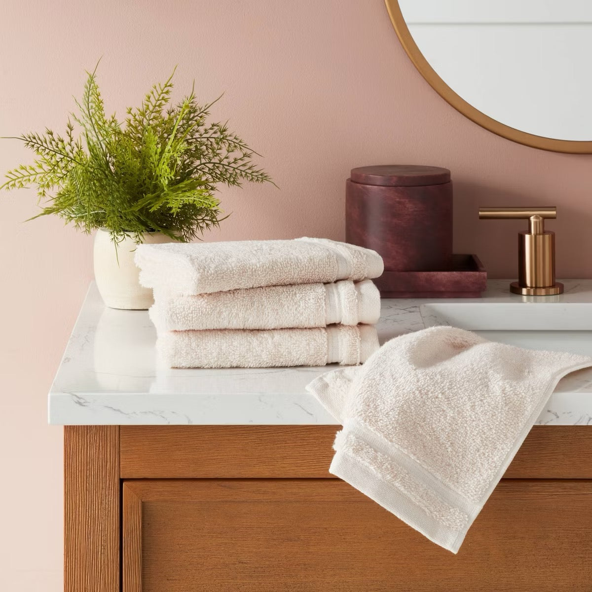 4pk Total Fresh Antimicrobial Washcloth Set Tan - Threshold
