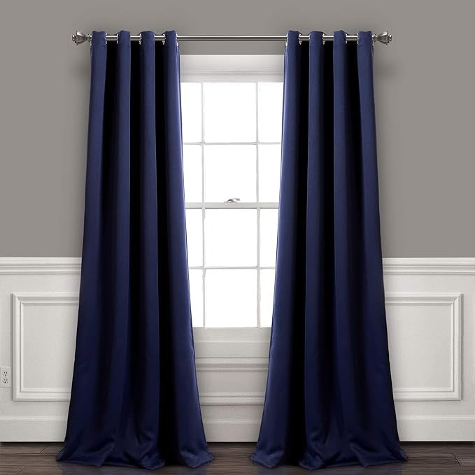 Set of 2 (52"x84") Insulated Grommet Top Blackout Curtain Panels Navy - Lush Décor