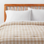 Full/Queen Extra Long Microfiber Comforter Reversible Ivory Gingham - Room Essentials