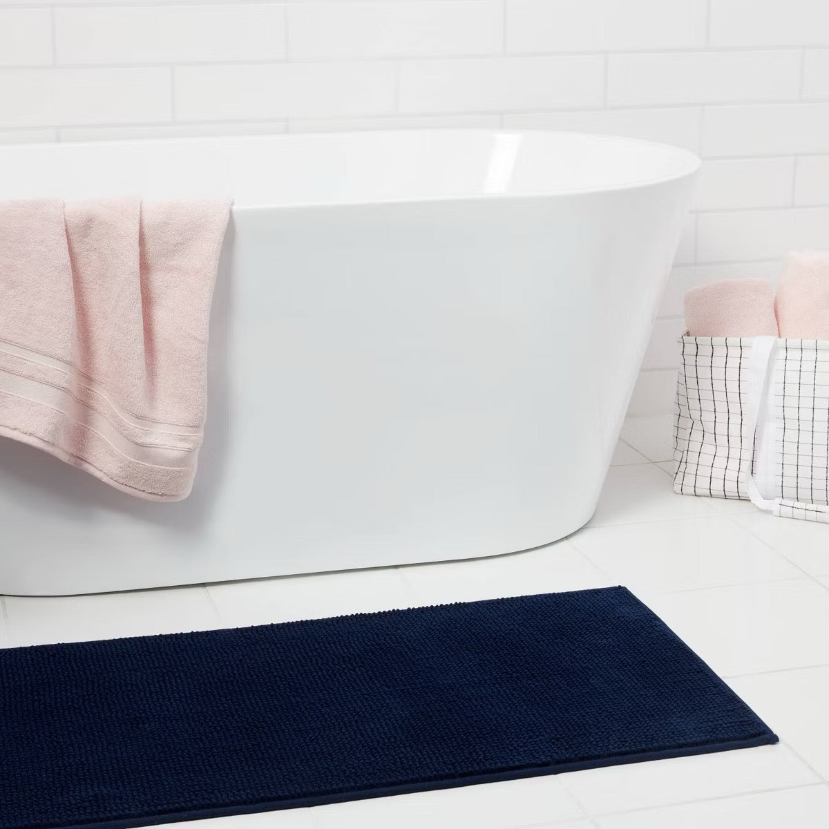 20"x58" Everyday Chenille Bath Runner Navy - Room Essentials