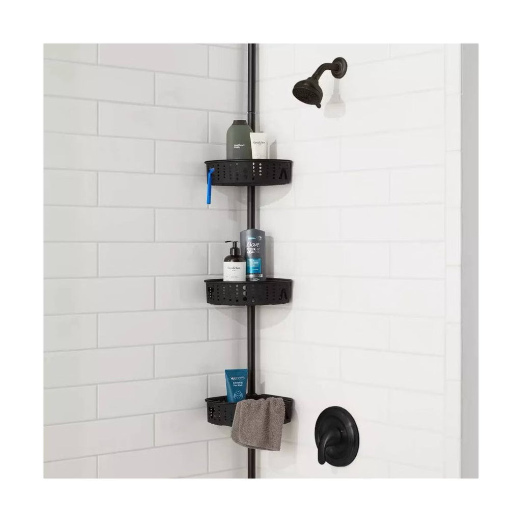 Steel Corner Tension Pole Caddy Matte Black - Room Essentials