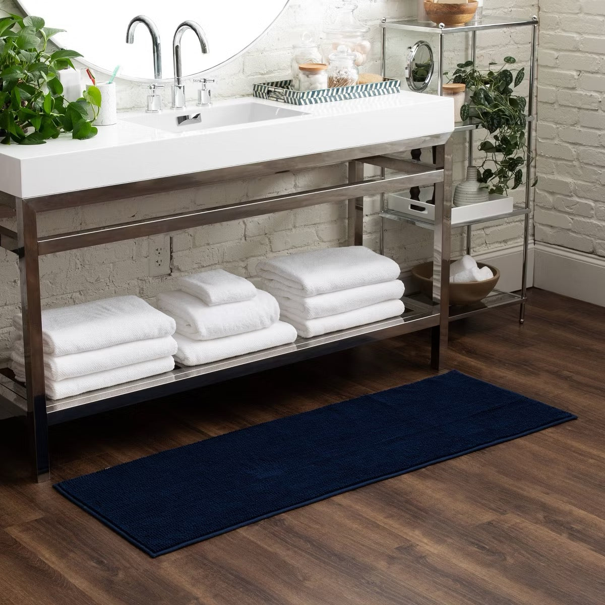 20"x58" Everyday Chenille Bath Runner Navy - Room Essentials