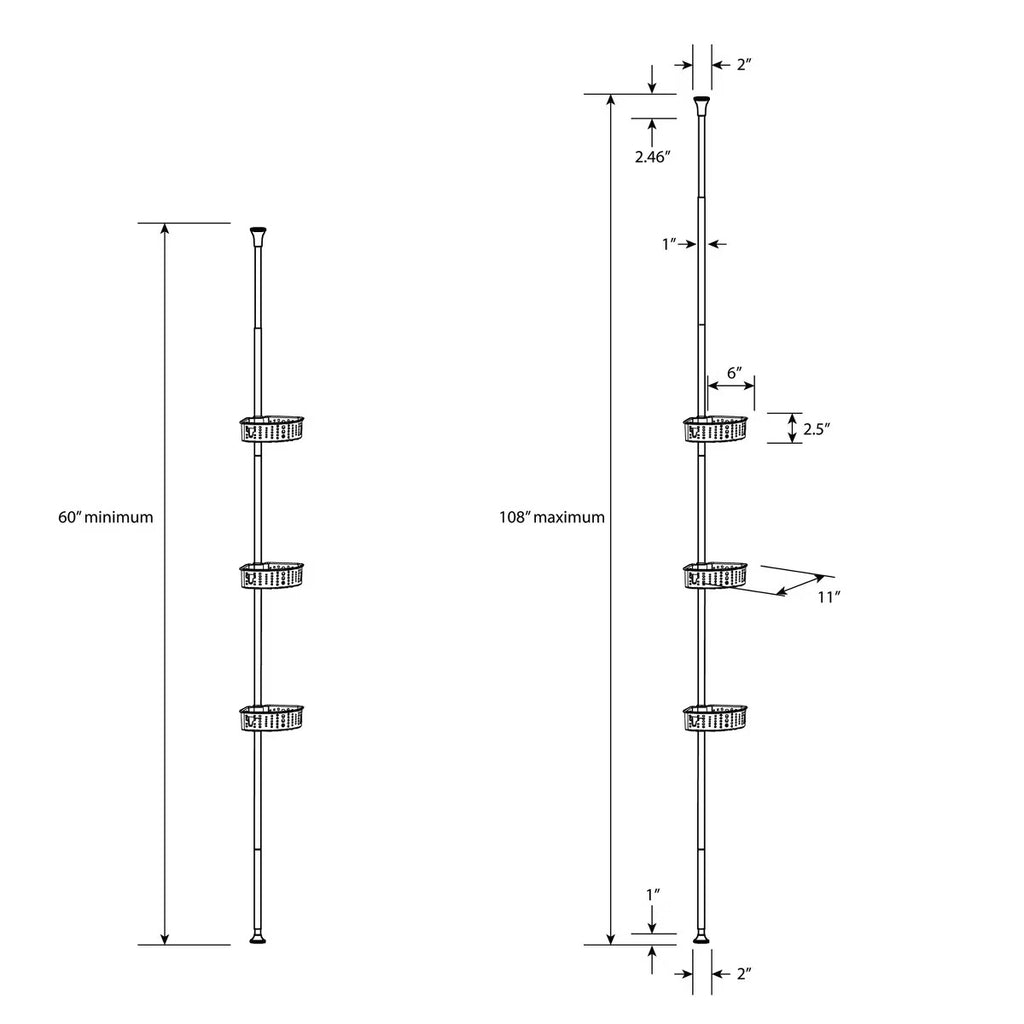 Steel Corner Tension Pole Caddy Matte Black - Room Essentials