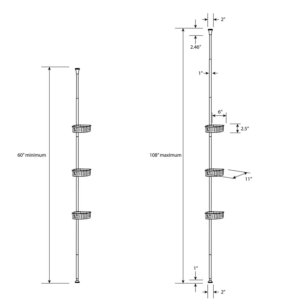 Steel Corner Tension Pole Caddy Matte Black - Room Essentials