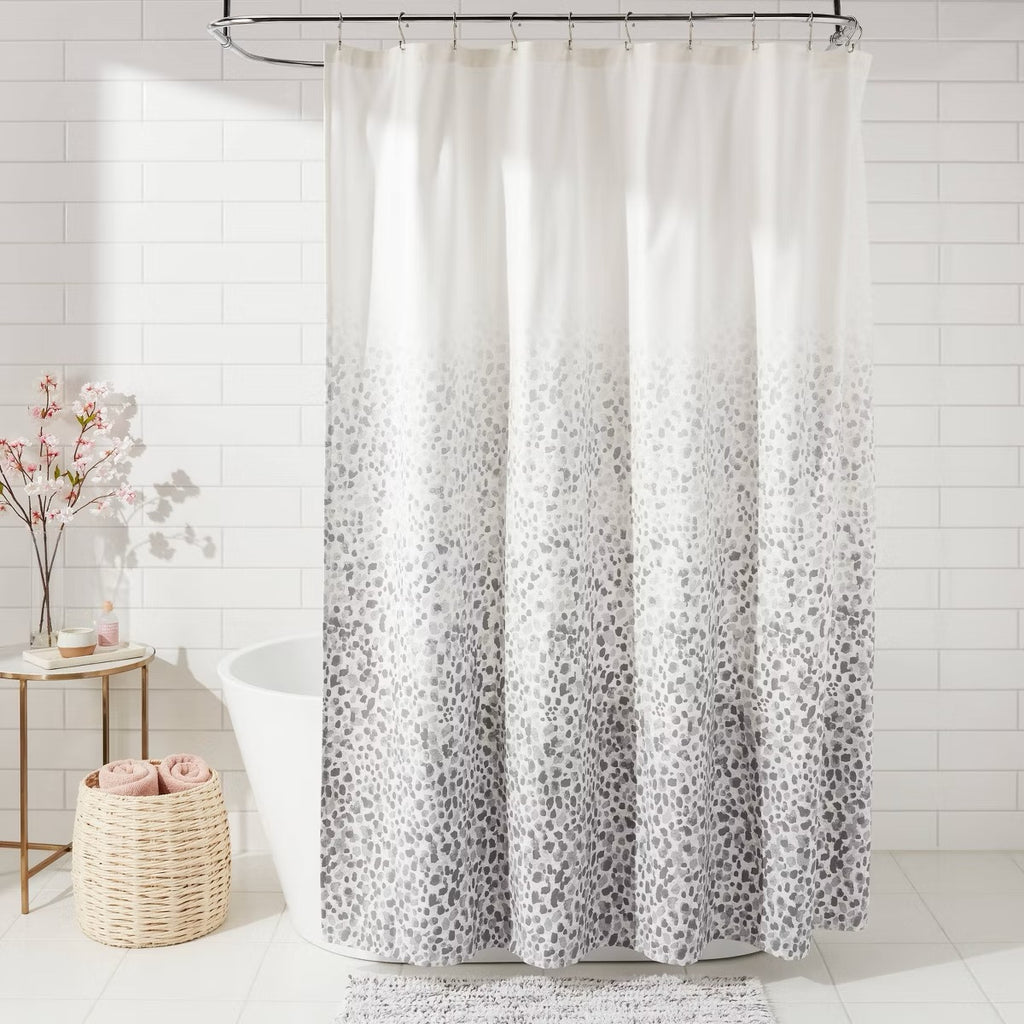 Leopard Glam Shower Curtain Ombre Gray - Threshold