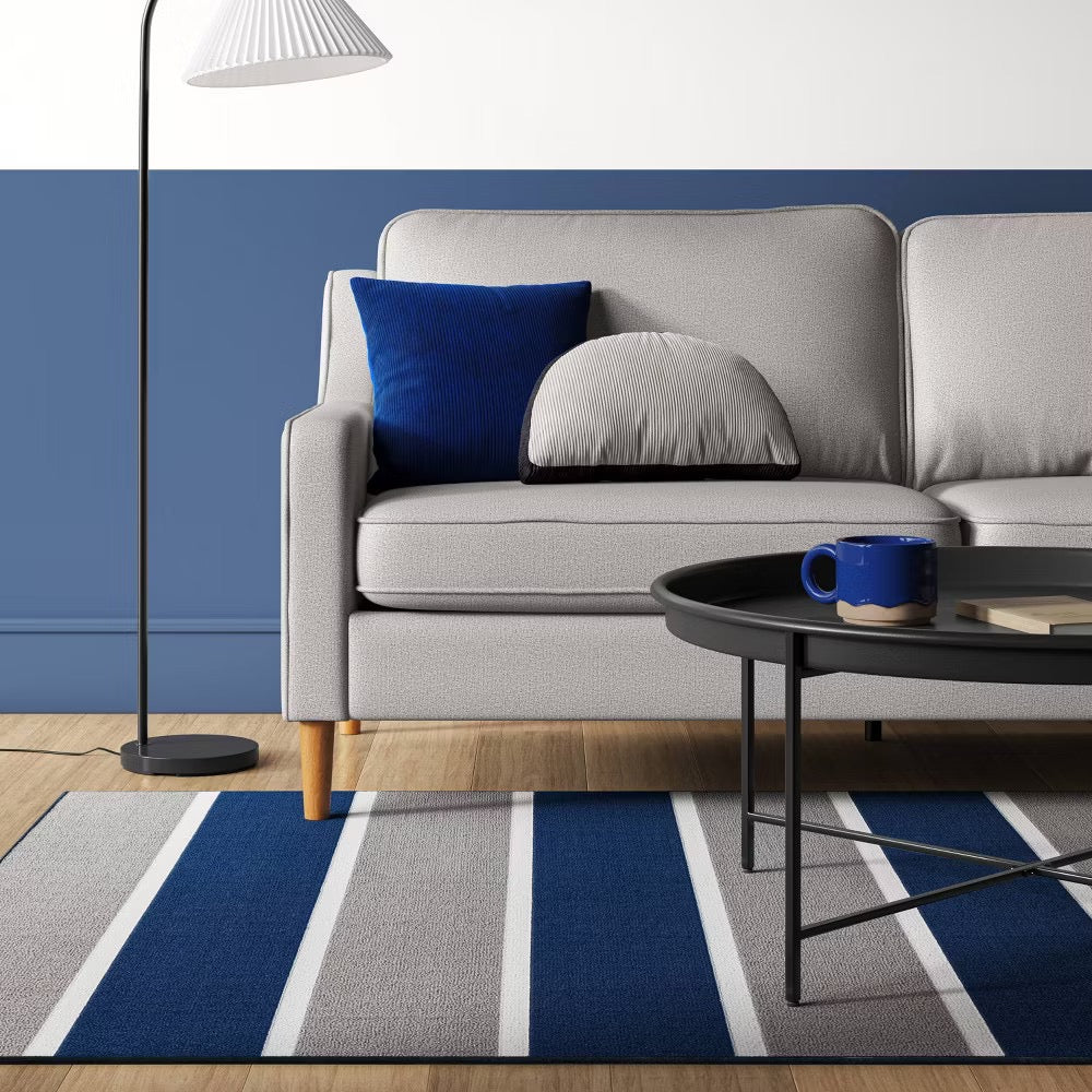 4'x5'6" Rugby Striped Accent Rug Gray/Blue - Room Essentials