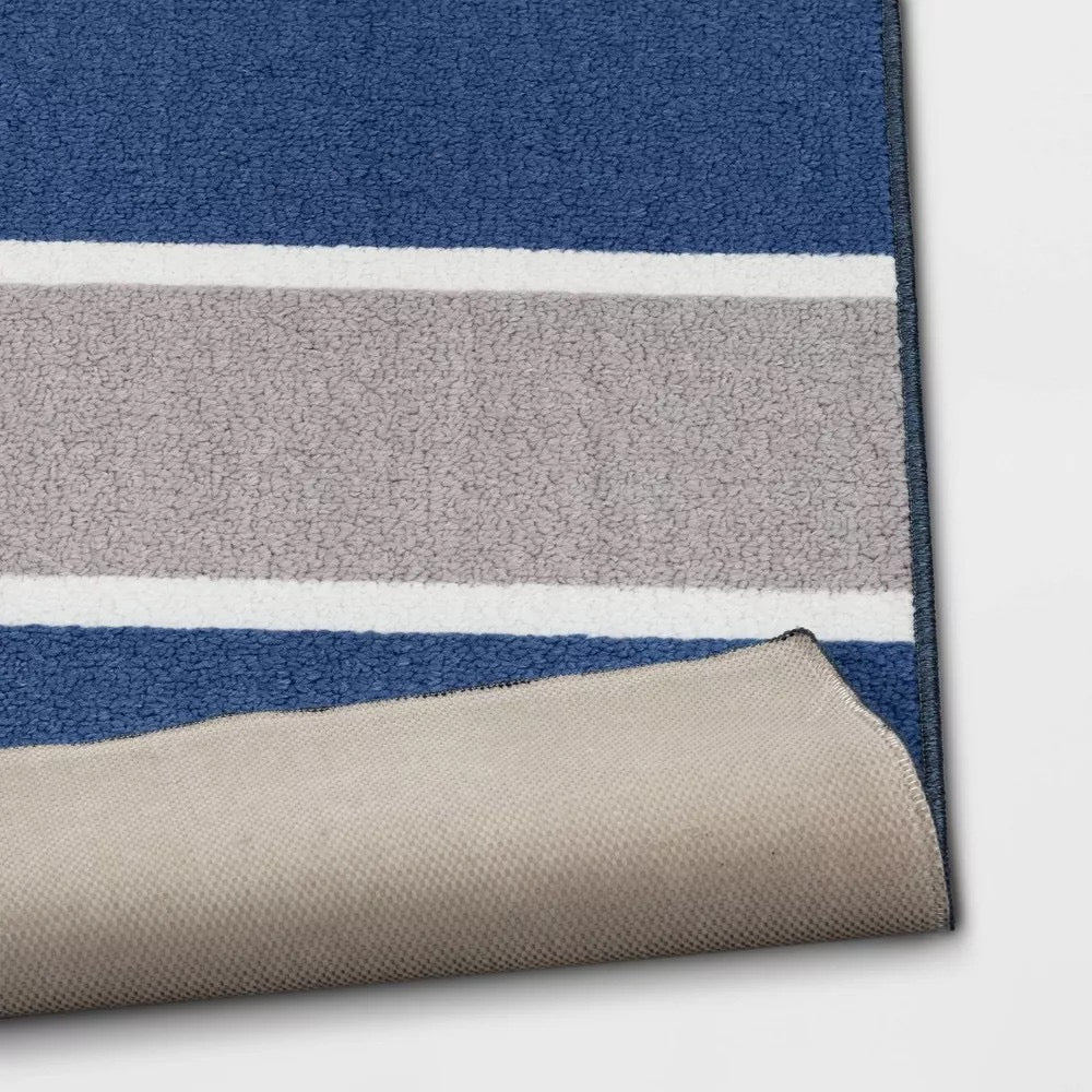 4'x5'6" Rugby Striped Accent Rug Gray/Blue - Room Essentials