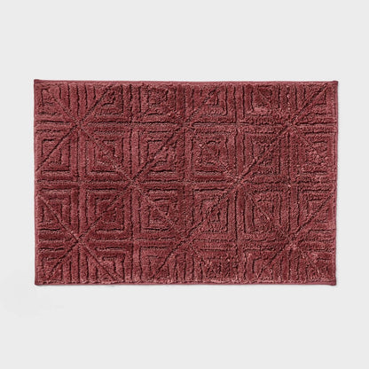 20"x30" Lattice Square Non-Skid Bath Rug Mauve - Threshold