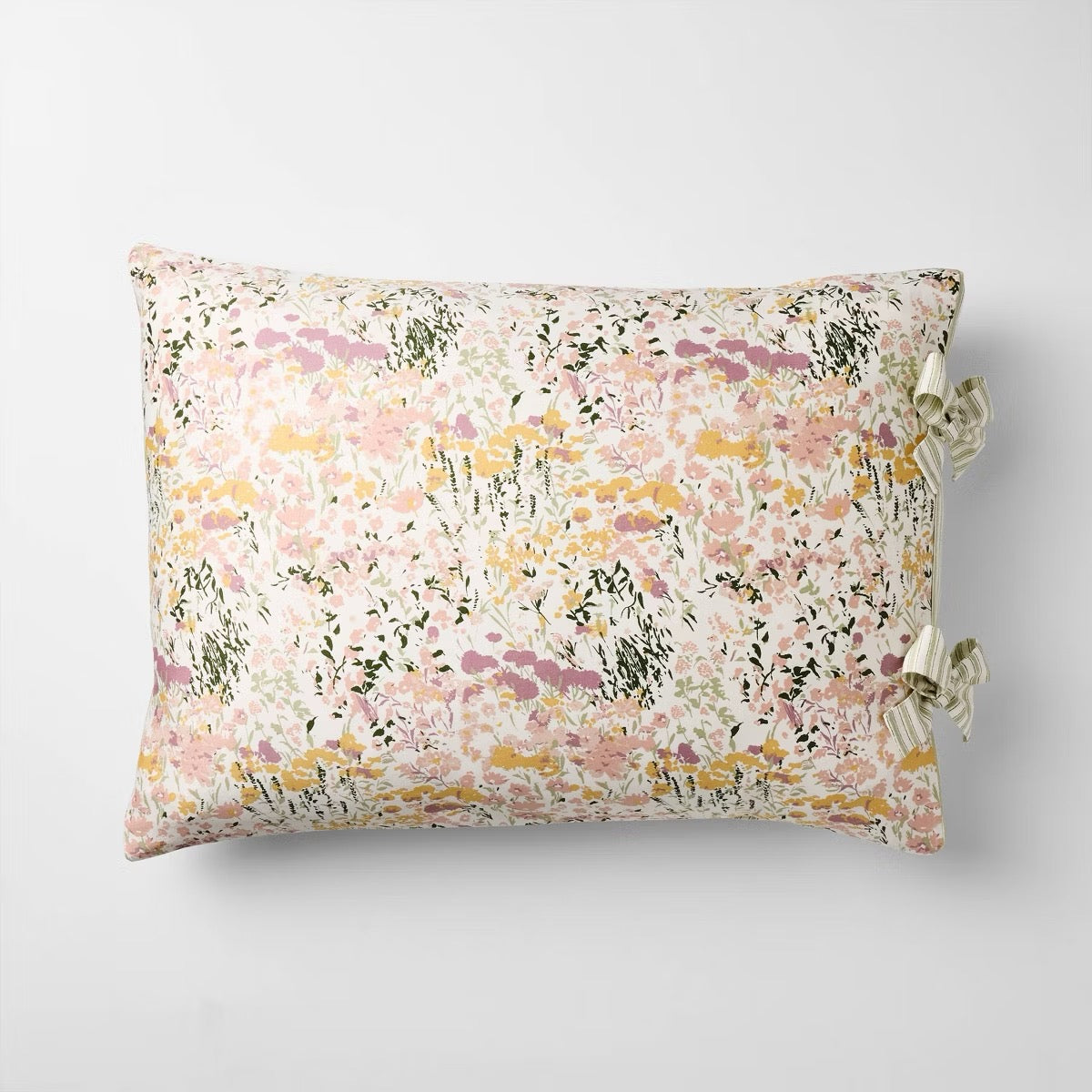 2pc Twin/Twin Extra Long Reversible Floral and Stripe Comforter Set Pink/Green - Threshold designed with Studio McGee