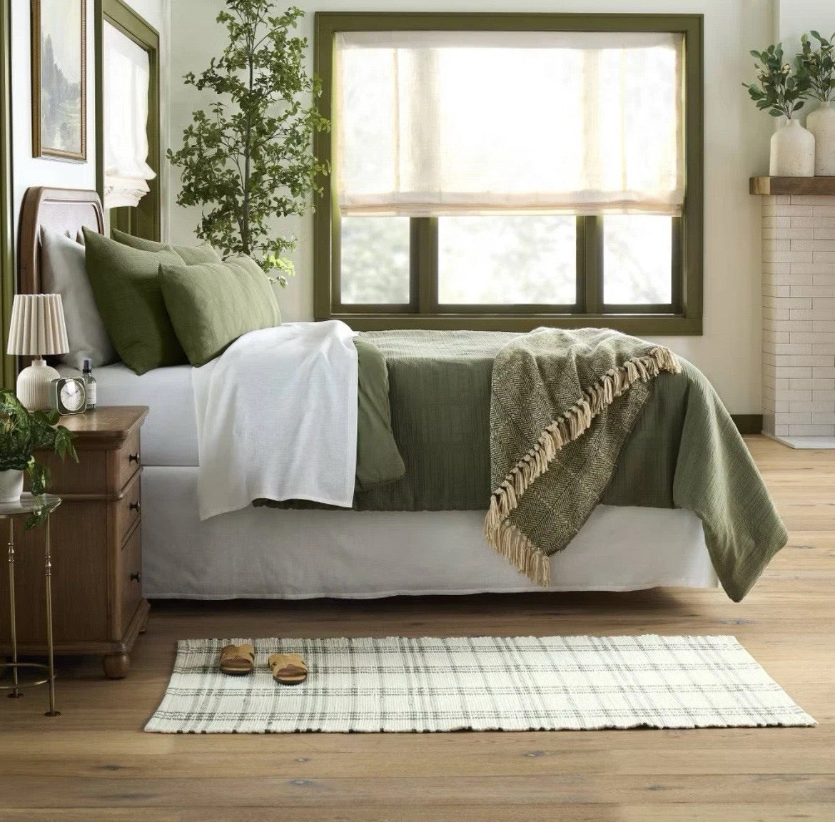 14"x36" Trellis Pattern Lumbar Bed Pillow Sage Green - Hearth & Hand with Magnolia