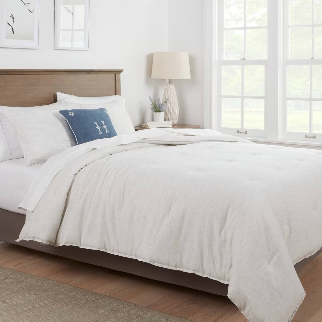 King Space Dyed Cotton Linen Comforter & Sham Set Light Gray - Threshold