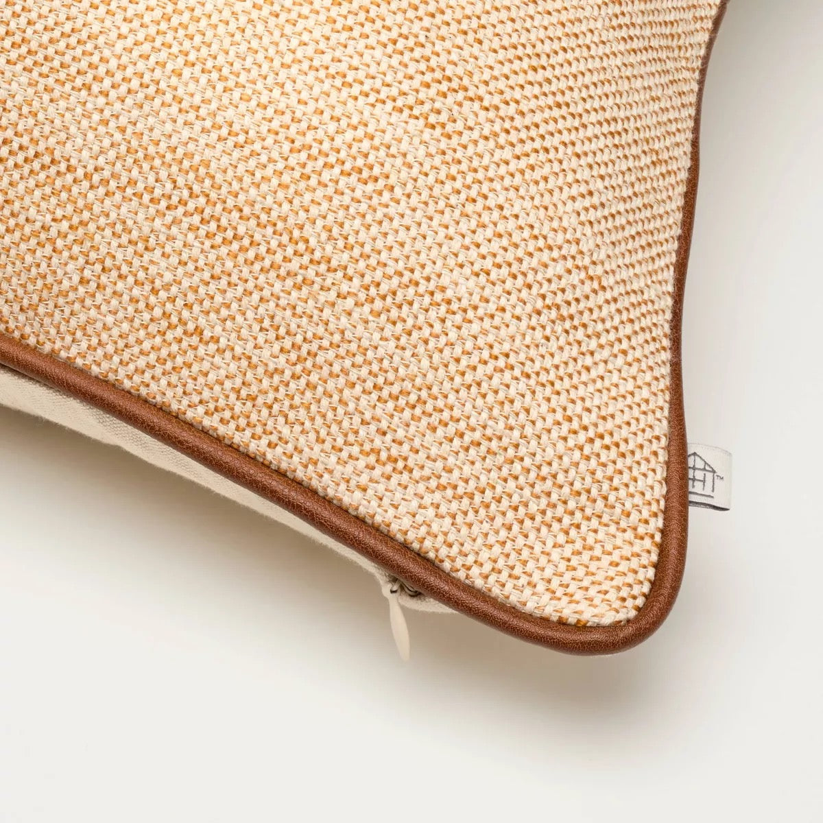 14"x20" Tweed with Faux Leather Lumbar Trim Toss Pillow Rust - Hearth & Hand with Magnolia