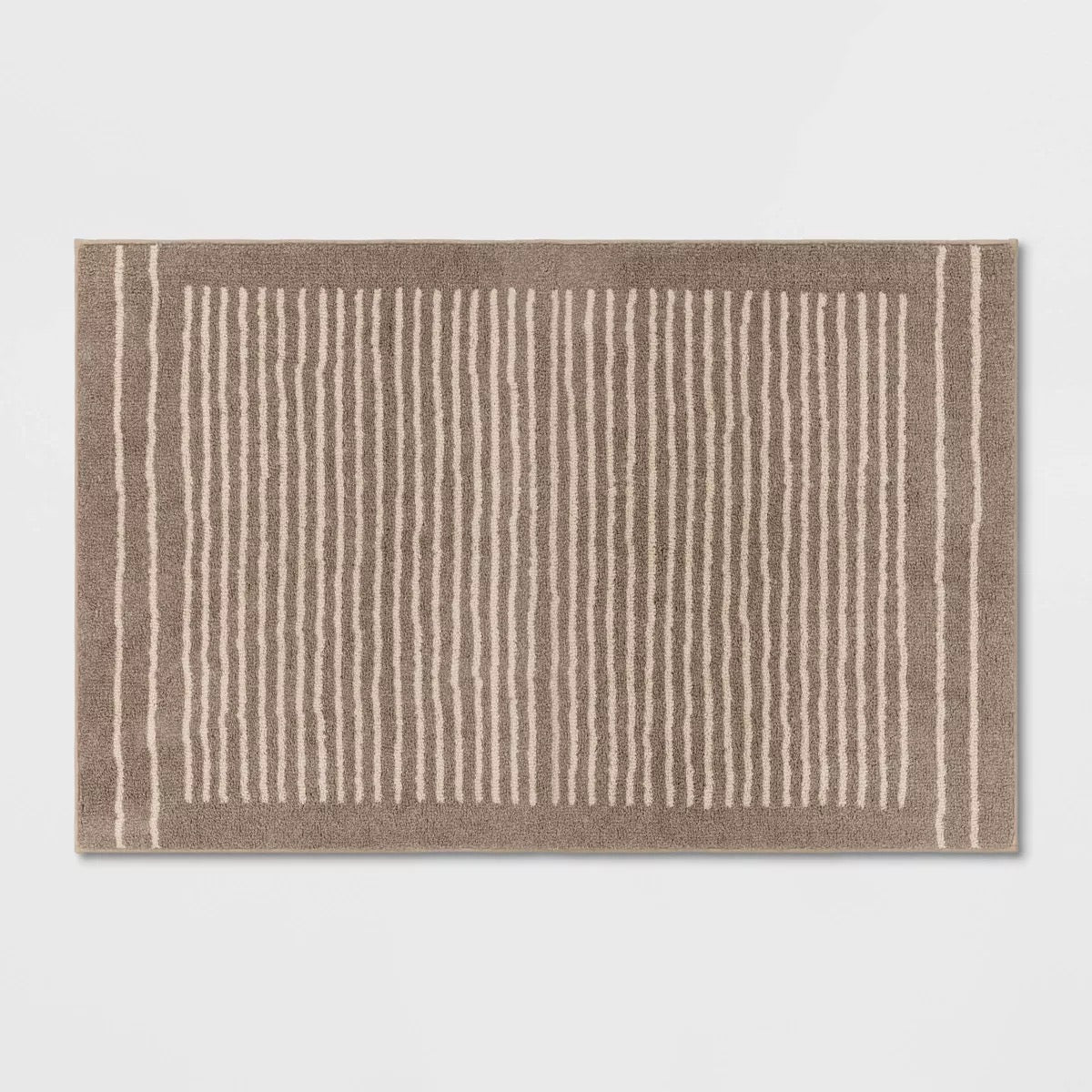 2'6" x 4' Washable Knitted Stripe Accent Rug Tan - Threshold