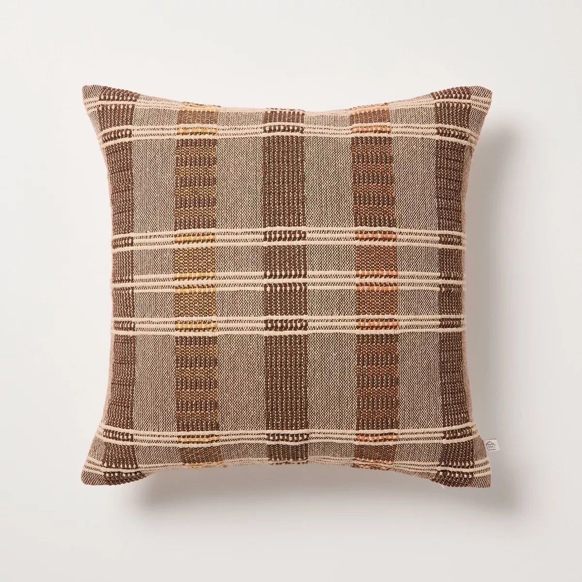 18"x18" Stripe Square Toss Pillow Brown/Tan - Hearth & Hand with Magnolia
